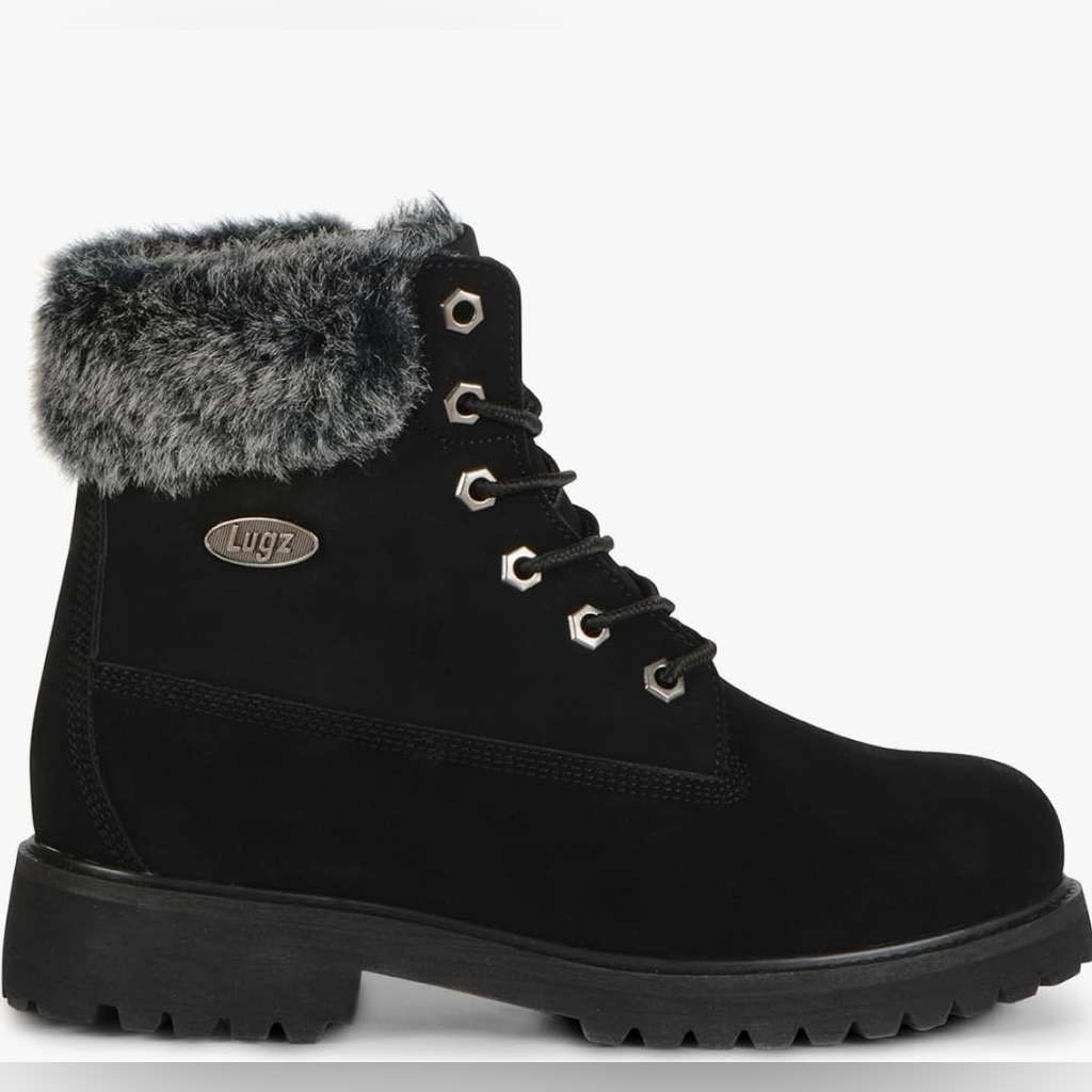 Lugz Women's Black Convoy Faux Fur Classic 6-Inch Chukka Boot Size 7 New